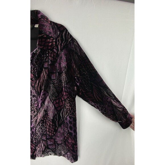 Bob Mackie Wearable Velvet Blouse Womens 2X Mixed Animal Print Button Up Dressy - Picture 6 of 13